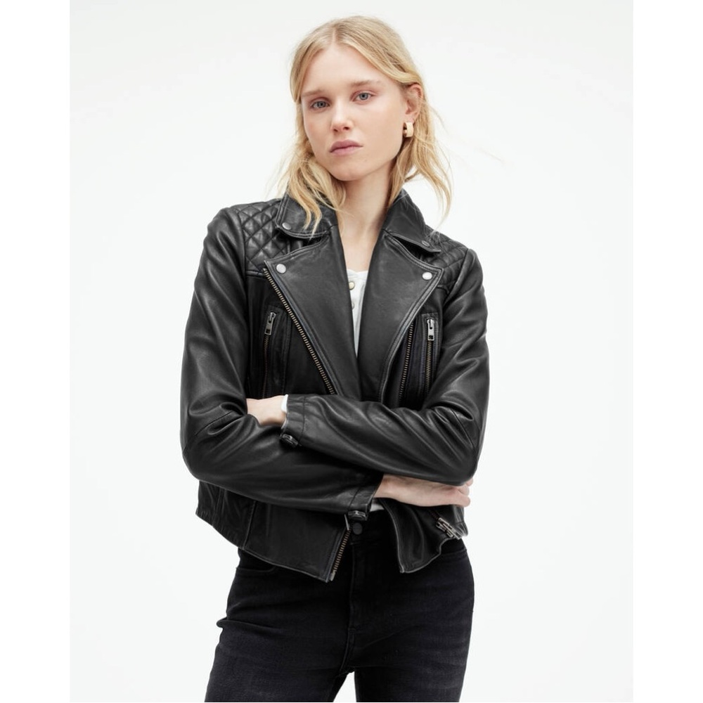 ALLSAINTS CARGO DISTRESSED LEATHER BIKER JACKET